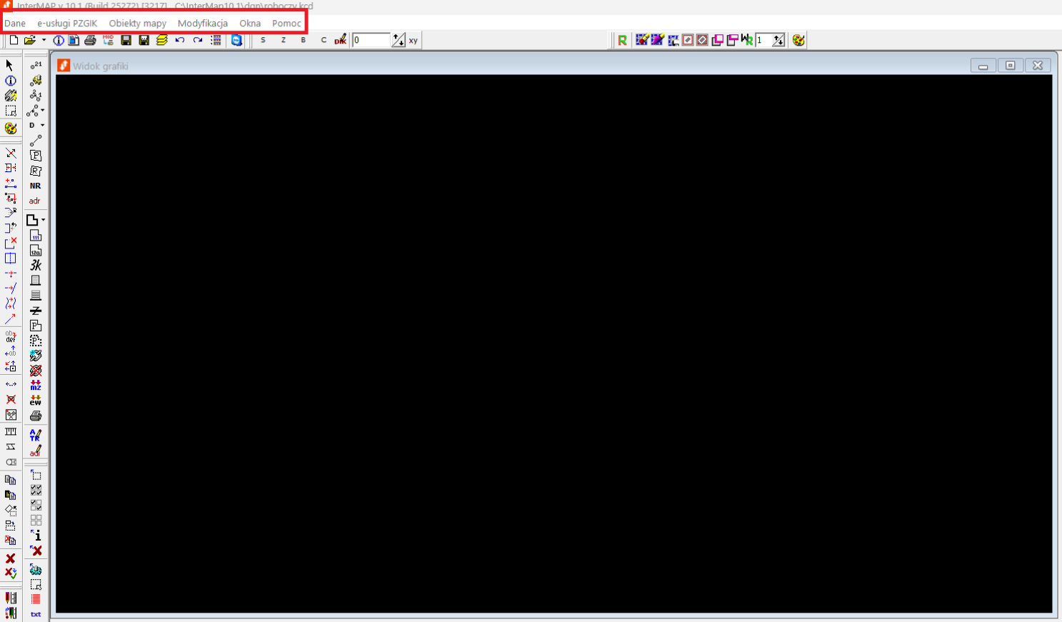 Widok okna głównego programu InterMAP