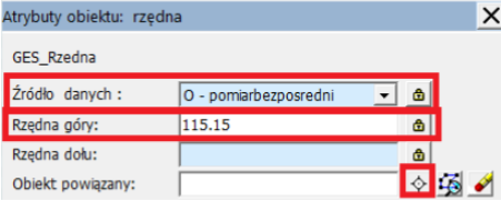 Widok okna atrybutów obiektów