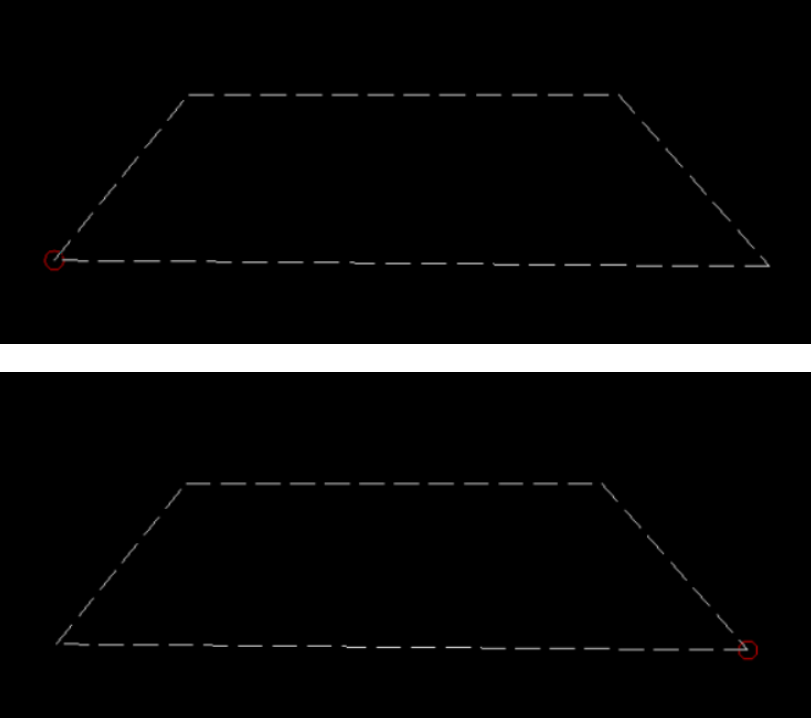 Widok obrysu skarpy z zaznaczonymi rogami