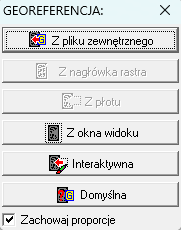 Widok okna georeferencji