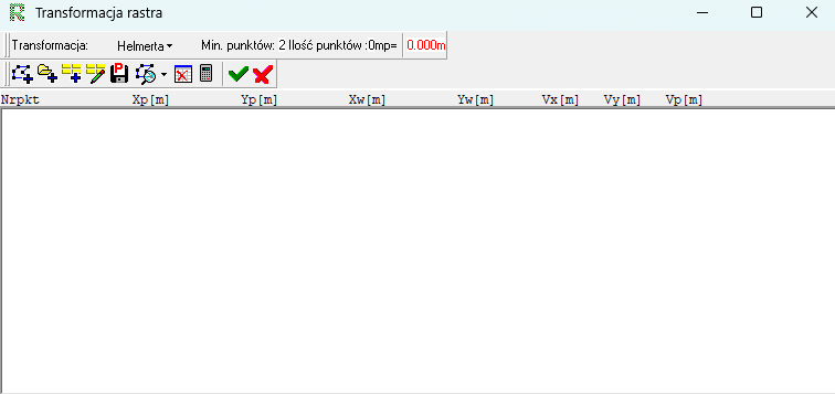 Widok okna transformacji rastra