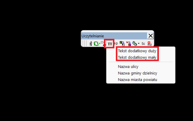 Widok palety 'Uczytelnianie' z rozwiniętymi opcjami