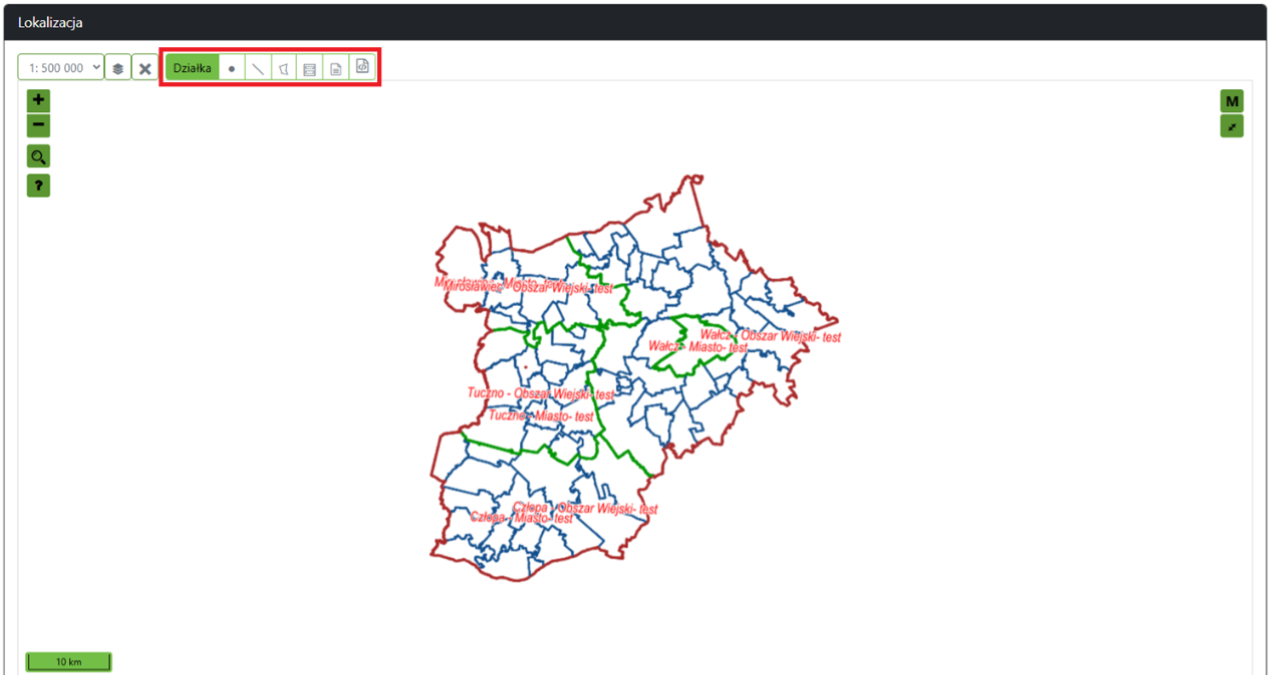 Widok mapy do zaznaczenia działki