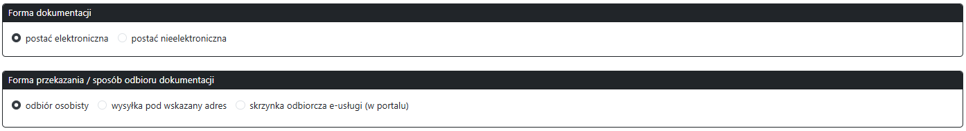 Widok części wniosku