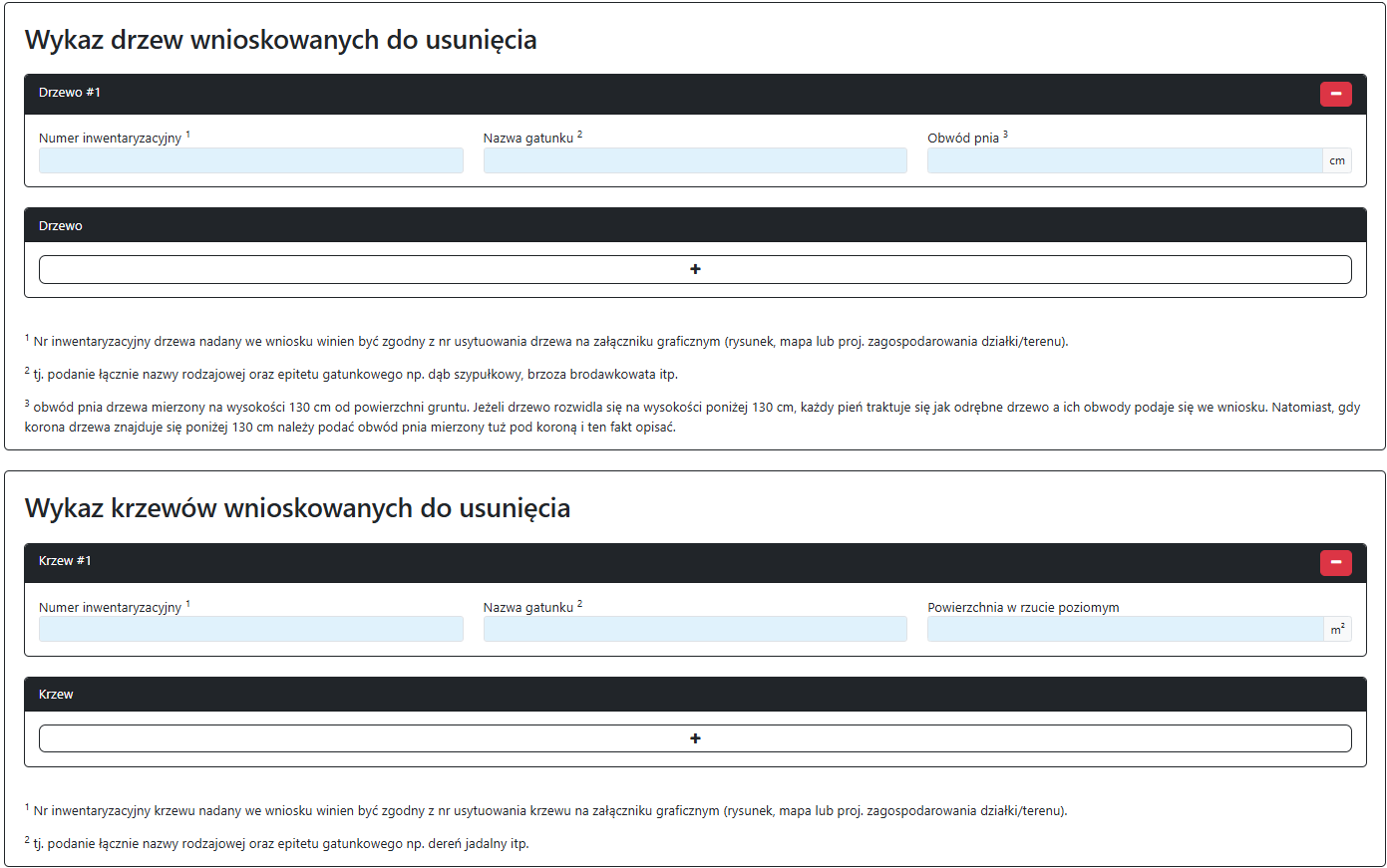 Widok części wniosku