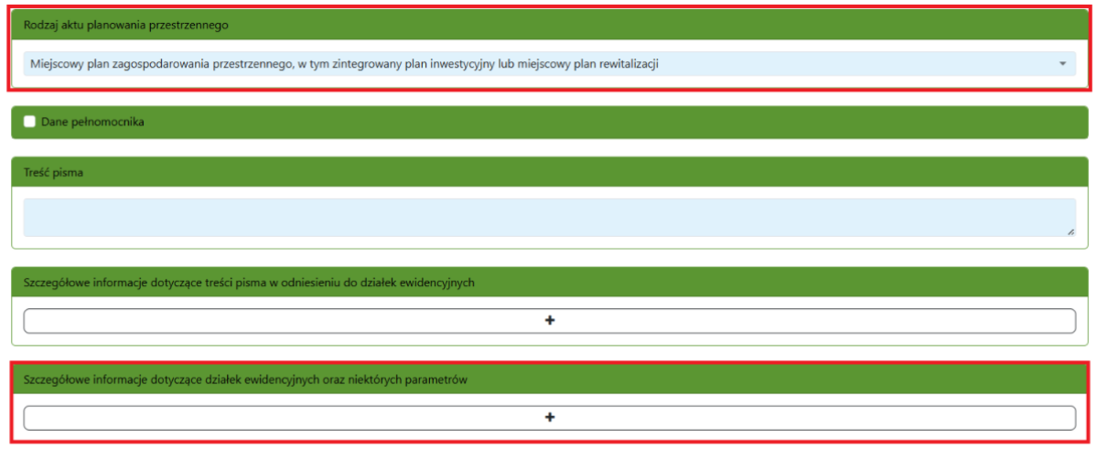 Widok części wniosku