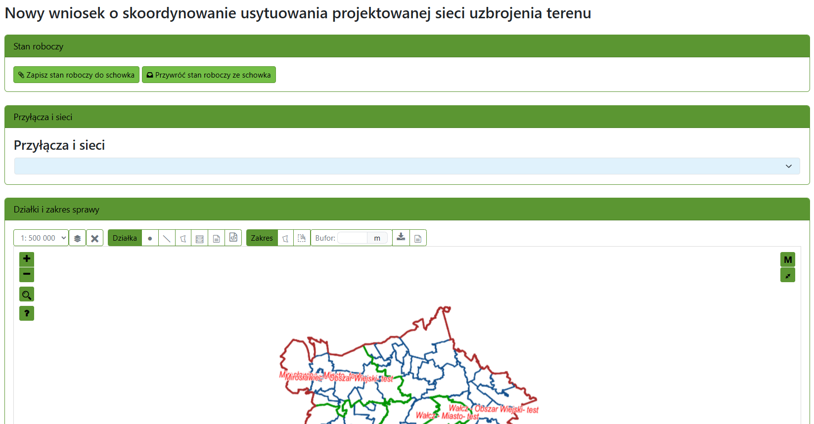 Widok formularza nowego wniosku