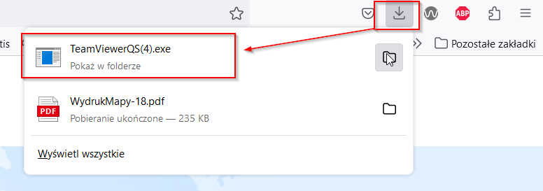 Widok rozwiniętej ikony pobranych plików w oknie przeglądarki Mozilla Widok rozwiniętej ikony pobranych plików w oknie przeglądarki Mozilla