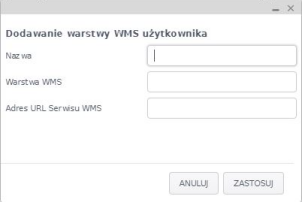 Widok okna z wyświetlonymi wszystkimi dostępnymi warstwami mapowymi